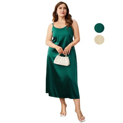 Women’s Plus Size Sling Nightgowns Satin Imitation Silk Pajama Dresses Oversized Sleepshirts Nightwear Large Size Home Casual Wear Lounge Dress