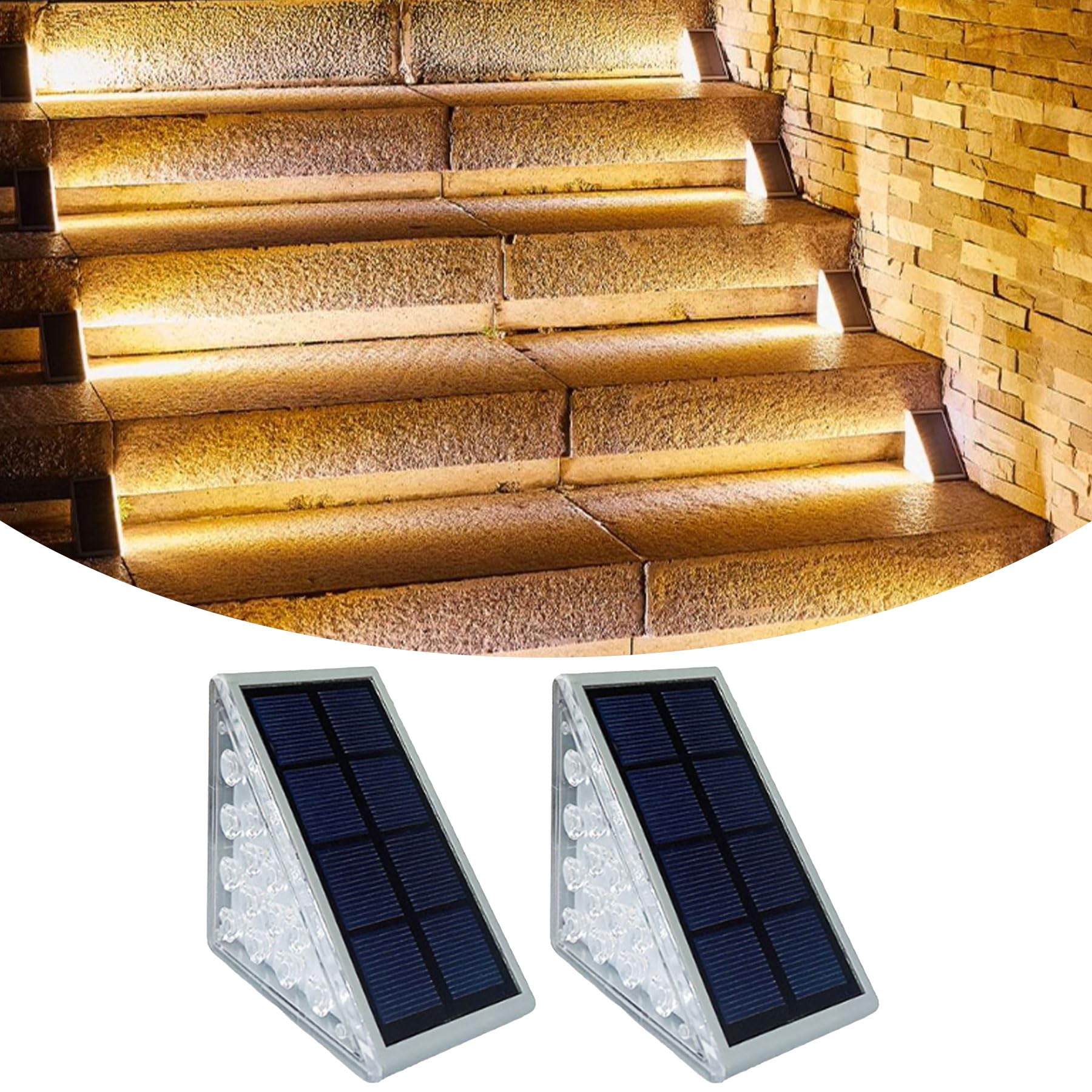 

DODOGOD Подсветка для лестницы, Садовый светильник, Солнечный светильник для ступеней, Светодиодное теплое белое освещение, Наружный, Водонепроницаемый, IP65, Сад, Автоматическая зарядка, Автоматический