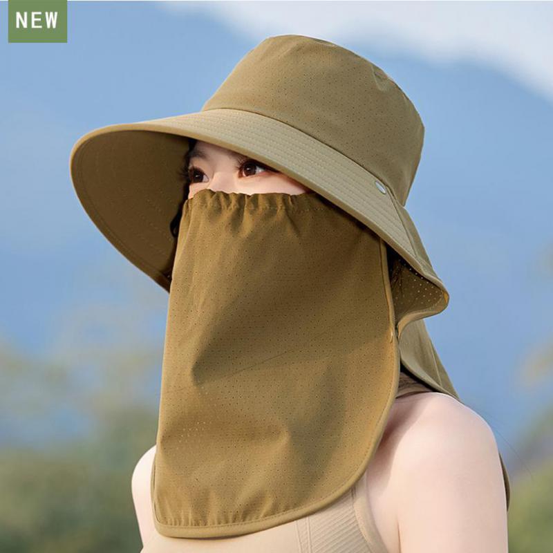 Pălării de vară pentru femei Pălărie de soare cu mască șal Respirabilă Multifuncțională Protecție solară în aer liber Pălărie de soare Șapcă de plajă Nou