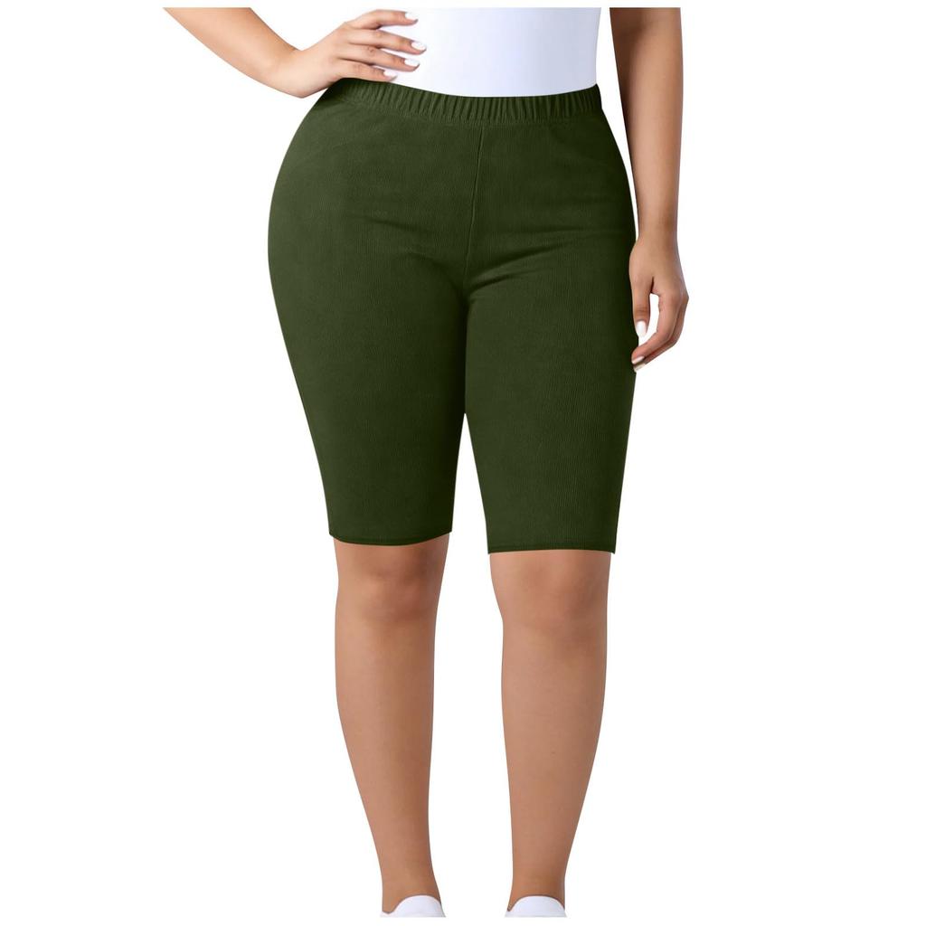 Women’s High Waist Stretchy Bermuda Shorts Plus Size Soft Fabric Knee Length Casual Biker Shorts for Daily Wear