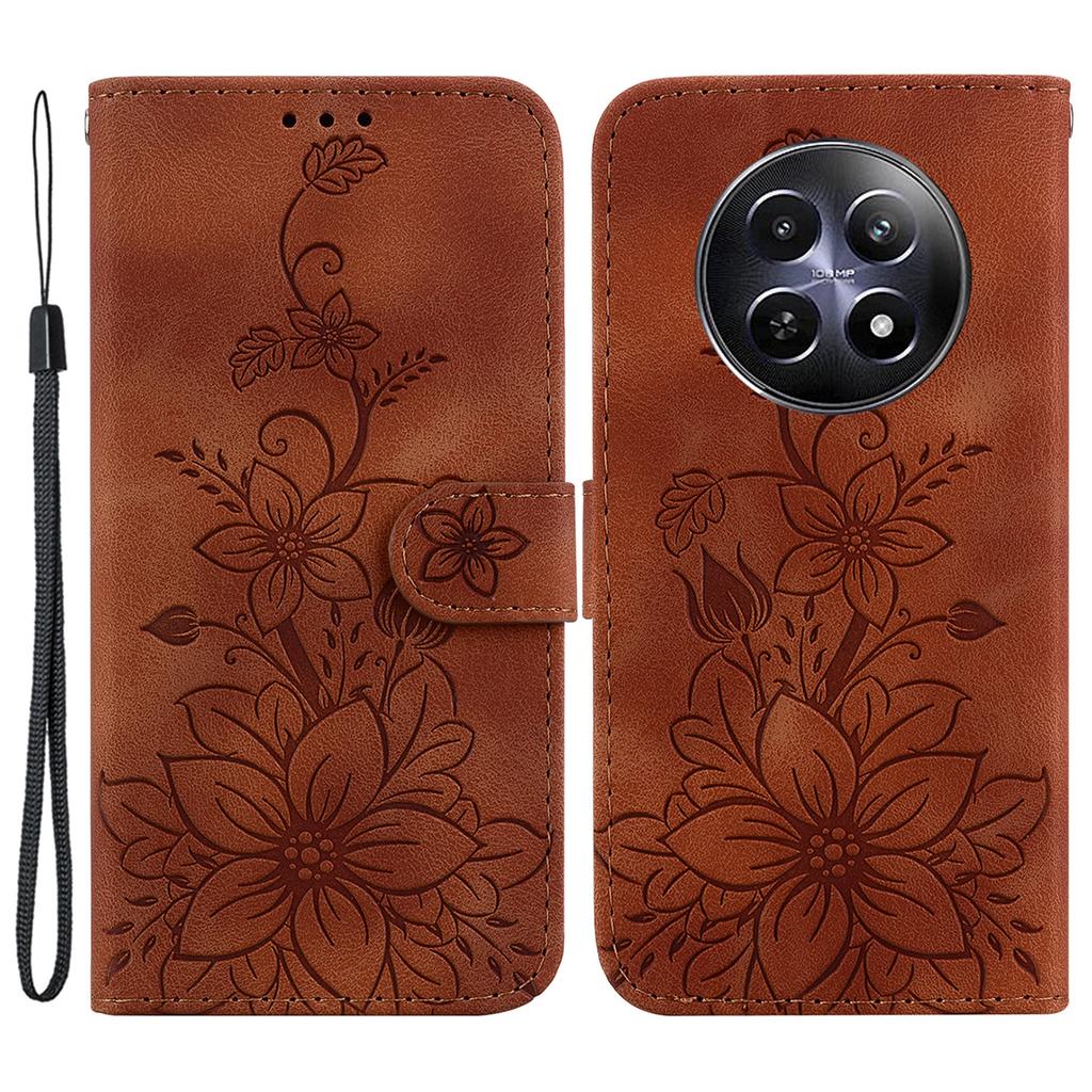 For Realme 12 5G/12x 5G Case Wallet Flower Imprint Phone Cover with Foldable Stand