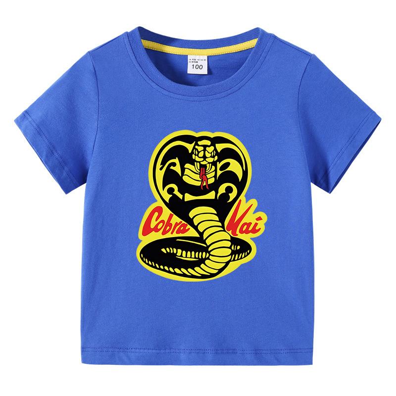 Cobra Kai Printed Summer Chlidren Tshirt Boys Girls ONeck Short Sleeve Tees Kids Pure Cotton Clothing Baby Boys Gift