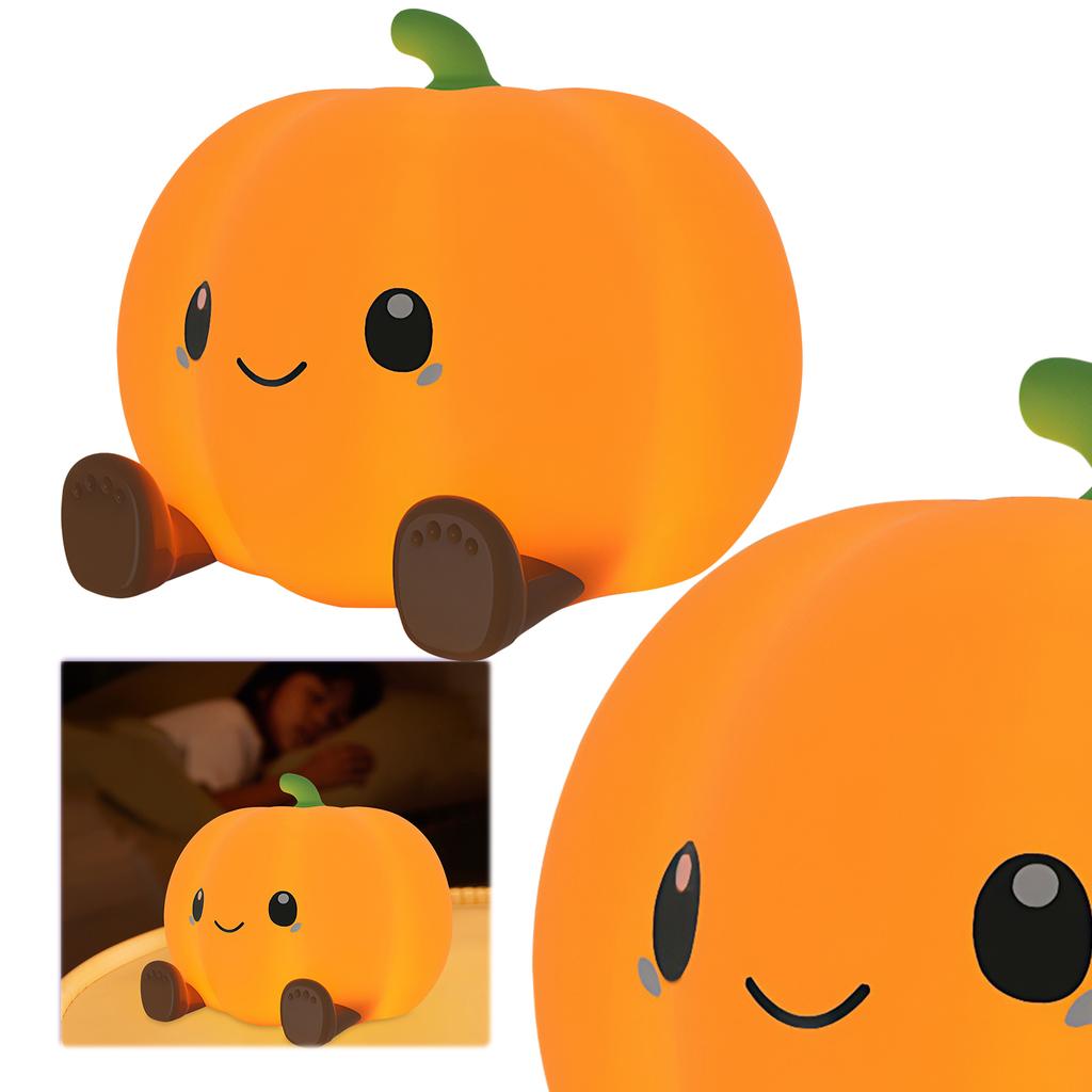 LED Pumpkin Night Light Timing Dimmable Nursery Nightlight Type-C Charging Cute Bedside Touch Lamp for Bedroom Living Room Decor