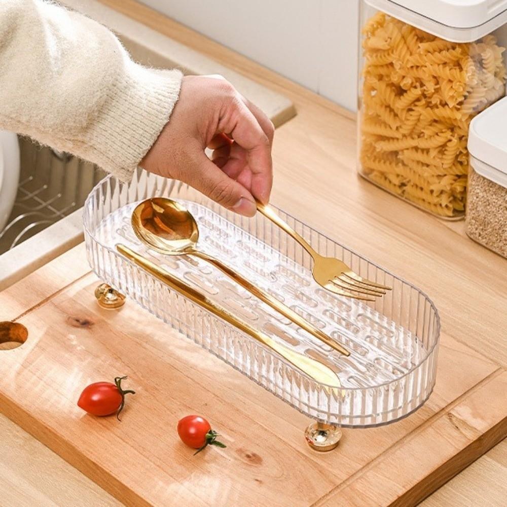 Large Capacity Makeup Holder Anti-Slip Base Countertop Organizer Bathroom Vanity Tray Dresser Use