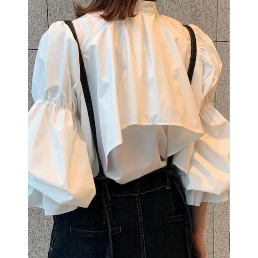 New ROPE PICNIC Candy Sleeve Ruffle White Blouse