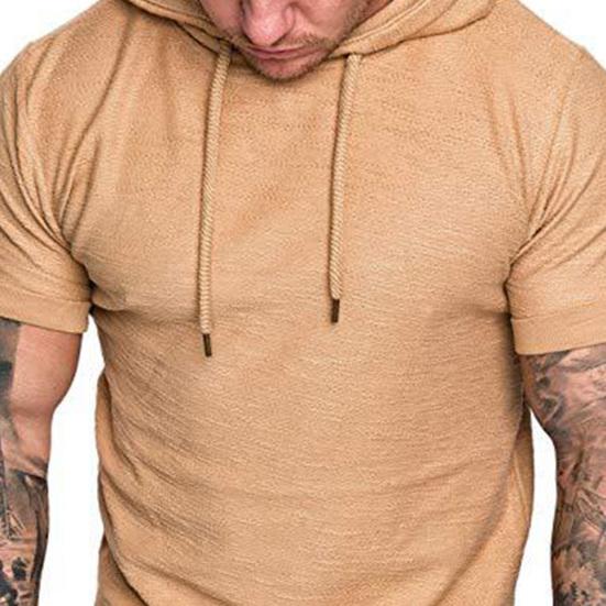 Men Shirt Hooded Short Sleeve Slim Design Male Casual Fashion Sports Shirt for Dating