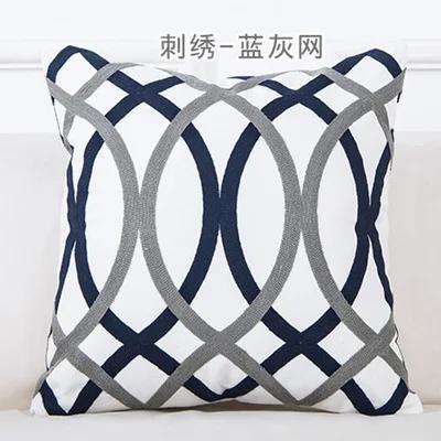 New 100% Cotton Woolen Embroidered Geometric Cushion Cover Modern Nordic Style Pink Blue Pillow Cover Cotton Throw Pillows Case