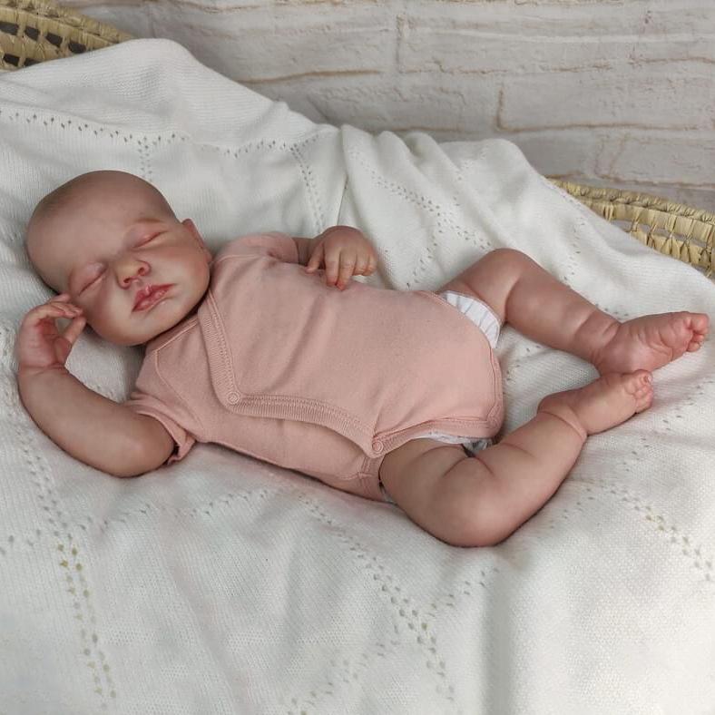 NPK 49cm Lifelike Hand-Painted Reborn Baby Doll LouLou Cloth Body Doll