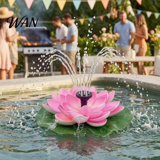 Solar Pond Fountain Lotus Floating Bird Bath Powered Garden with Interchangeable Nozzles for Patio Yard Decor