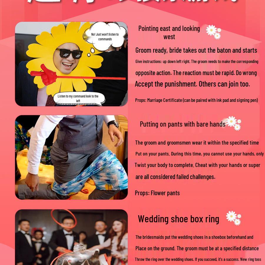 Bridal Prank Props: Groom's Morning Game Cards & Creative Photo Set