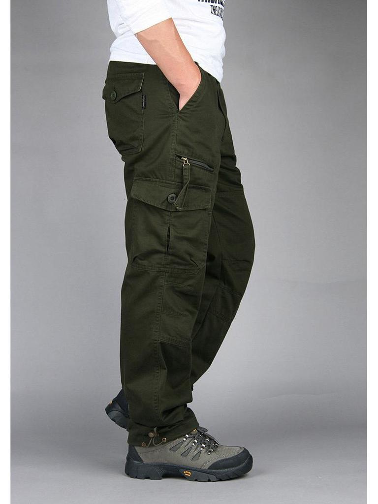 Autumn Men's Multifunctional Cargo Pants - Loose Fit, Multi-Pocket, Outdoor Casual Cotton Trousers
