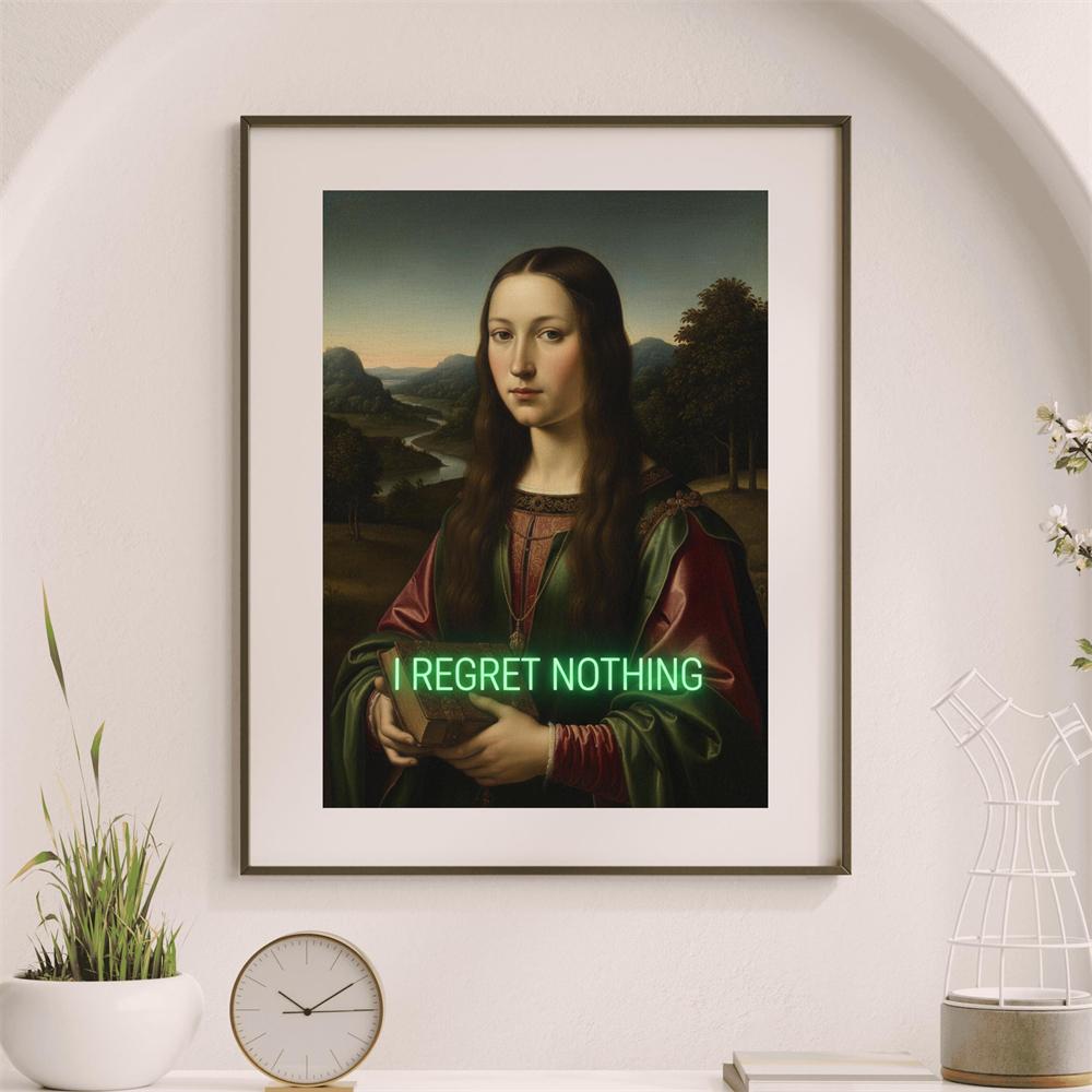 Modern Mona Lisa Art Print Poster Music Lover Wall Art Canvas Painting Headphones Sunglasses Funny Classic Art Poster