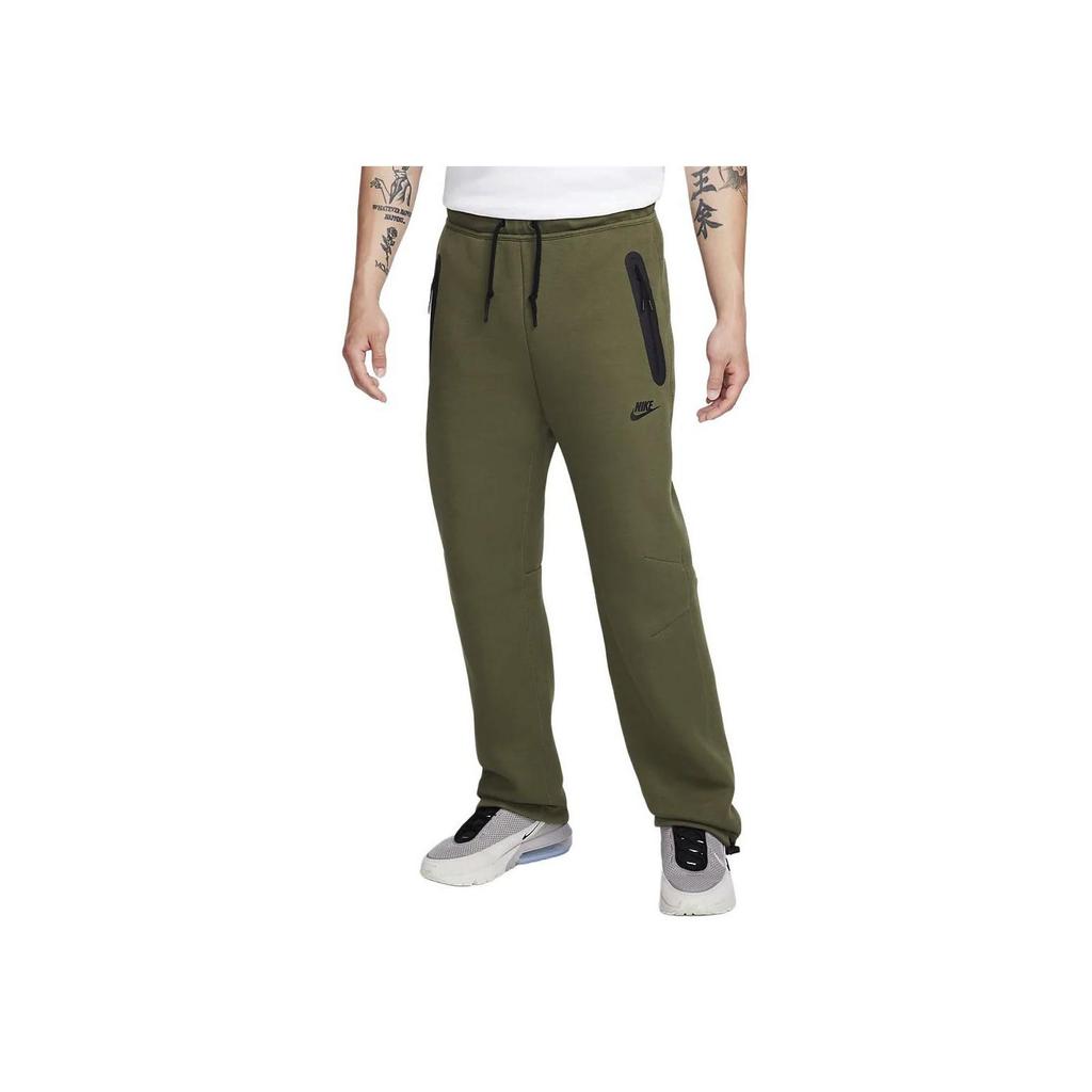 Nike Sportovní oblečení Tech Fleece Jednobarevné Stahovací Šňůrka Ležérní Jogger Kalhoty Pánské Spodky Středně Olivová FB8013-222