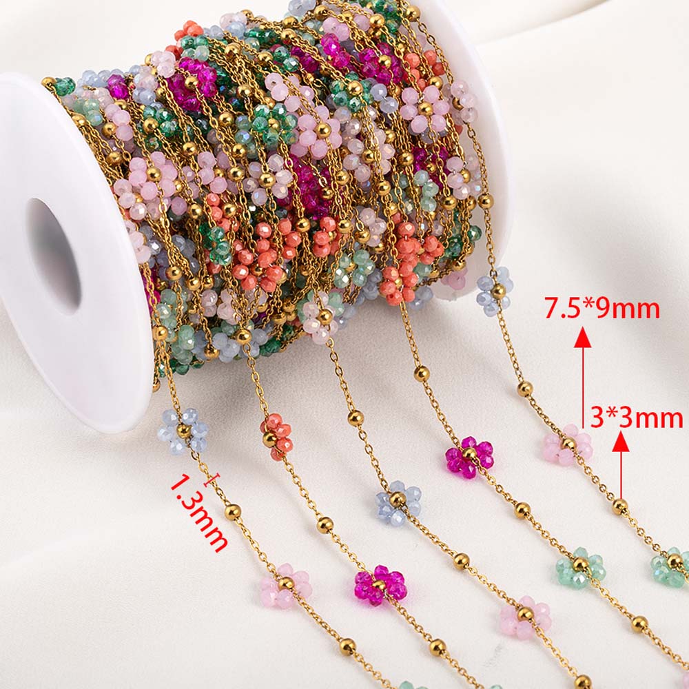 

1 Meters Stainless Steel Chain Jewelry Making Golden Chain Flower Beads Chain Roll DIY Jewelery Creation Materials Making Crafts жёлтый