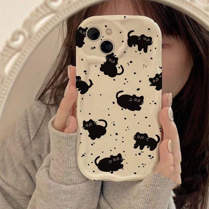 Case For iPhone 17Air 16E 17 16 Pro Max 15 Plus 11 PRO Max Cute Sweet Animals Dog Cat Wave Side Cartoon Soft Silicone Cover