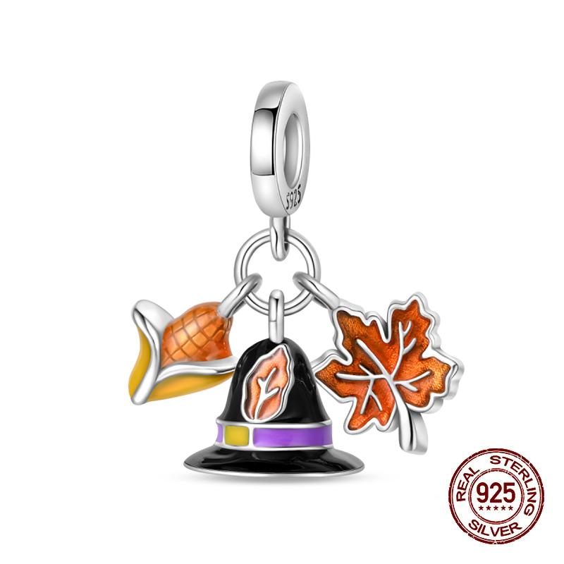 Autumn New Copper Brown Maple Leaf Pumpkin Bee Charms Bead Fit 3Mmoriginal Bracelets Diy Jewelry Warm Gift