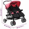 VidaXL Poussette à Deux Places Bébé Enfant Voiture Poussette Siège Poussette contre UV de 6 à 36 Mois Maximal de 15 kg 10155