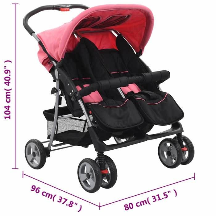 VidaXL Double Stroller Baby Child Car Stroller Seat Stroller Against UV from 6 To 36 Months Maximum of 15 Kg 10155