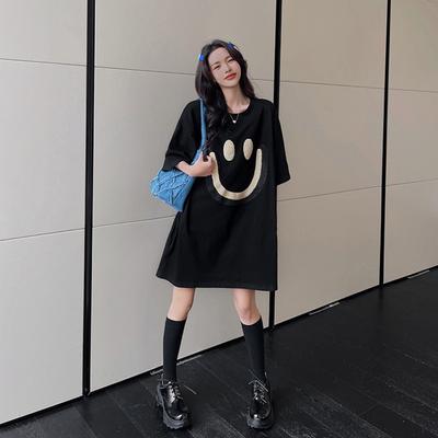 Short-sleeved T-shirt  Women's Loose Summer Mid-length Dress