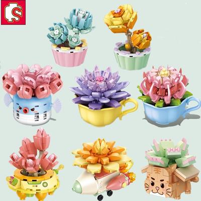 8 Style MOC Creative MINI Flower Pot Plant Building Block City Cherry Tree Decoration Bricks DIY Girls Boys Kids Toys Gifts
