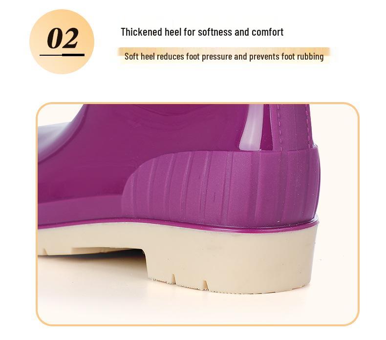 Women's Waterproof High Tube Non-Slip Rain Boots with Warm Velvet Lining - Fashionable PVC Rubber Shoes