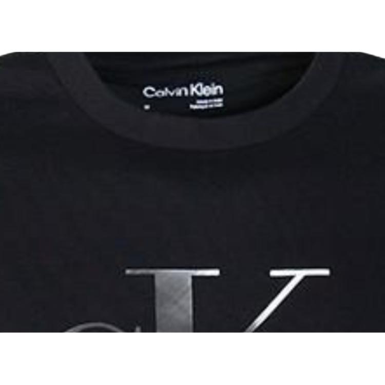 Calvin Klein Overlapping Letter Print Casual Crew Neck Short Sleeve T-Shirt Men Tops Black 40DC813-002