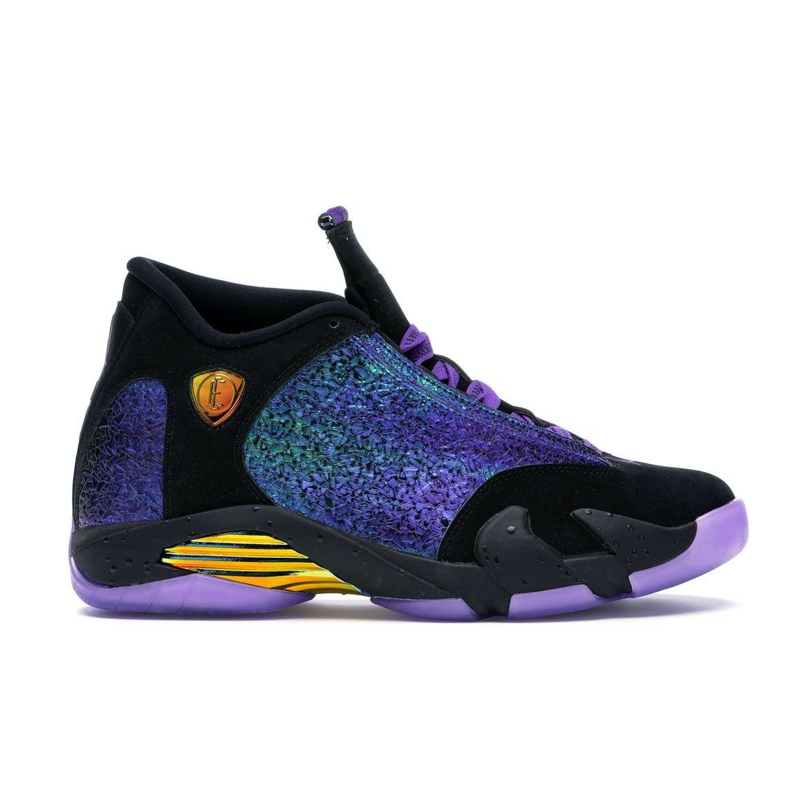 

Air Jordan 14 Retro DB Doernbecher 2019 Мужские кроссовки черные судово-фиолетовые многоцветные CV2469-001
