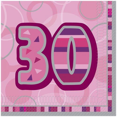 Unique Party Glitz 30th Birthday Disposable Napkins (Pack of 16)