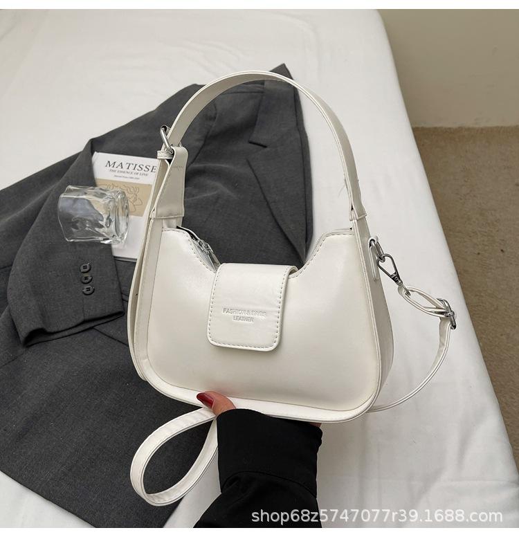 Simple underarm bag women's new trendy popular texture niche baguette bag fashionable versatile single shoulder crossbody crescent bag