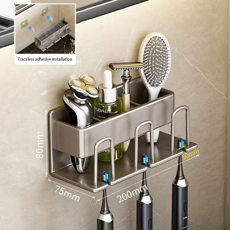 Toothbrush Holder Wall Mounted Toothpaste Dispenser Aluminium Electric Hair Brushes Storage Bathroom Accessories House Organizer
