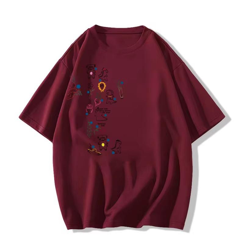 Women's 2025 Summer Cotton Short Sleeve T-Shirt with Straight Shoulder Design