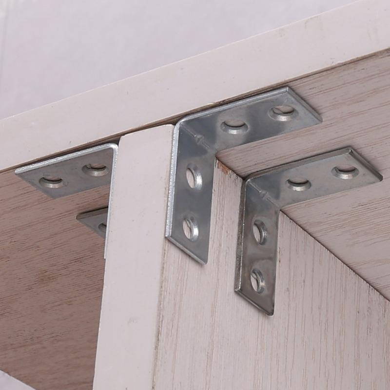 10/50Pcs L-Shaped Corner Brackets 90° Metal Corner Connector Shelf Wall Bracket Fixing Household Furniture Hardware Accessories