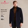MONTAGUT Men's Wool Blend Overcoat with Goose Down Liner & Mink Fur Collar