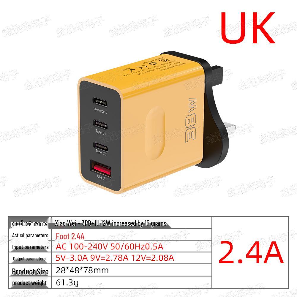 PD 12W USB Multi-Port Fast Charger with EU/US/UK Plugs for Travel