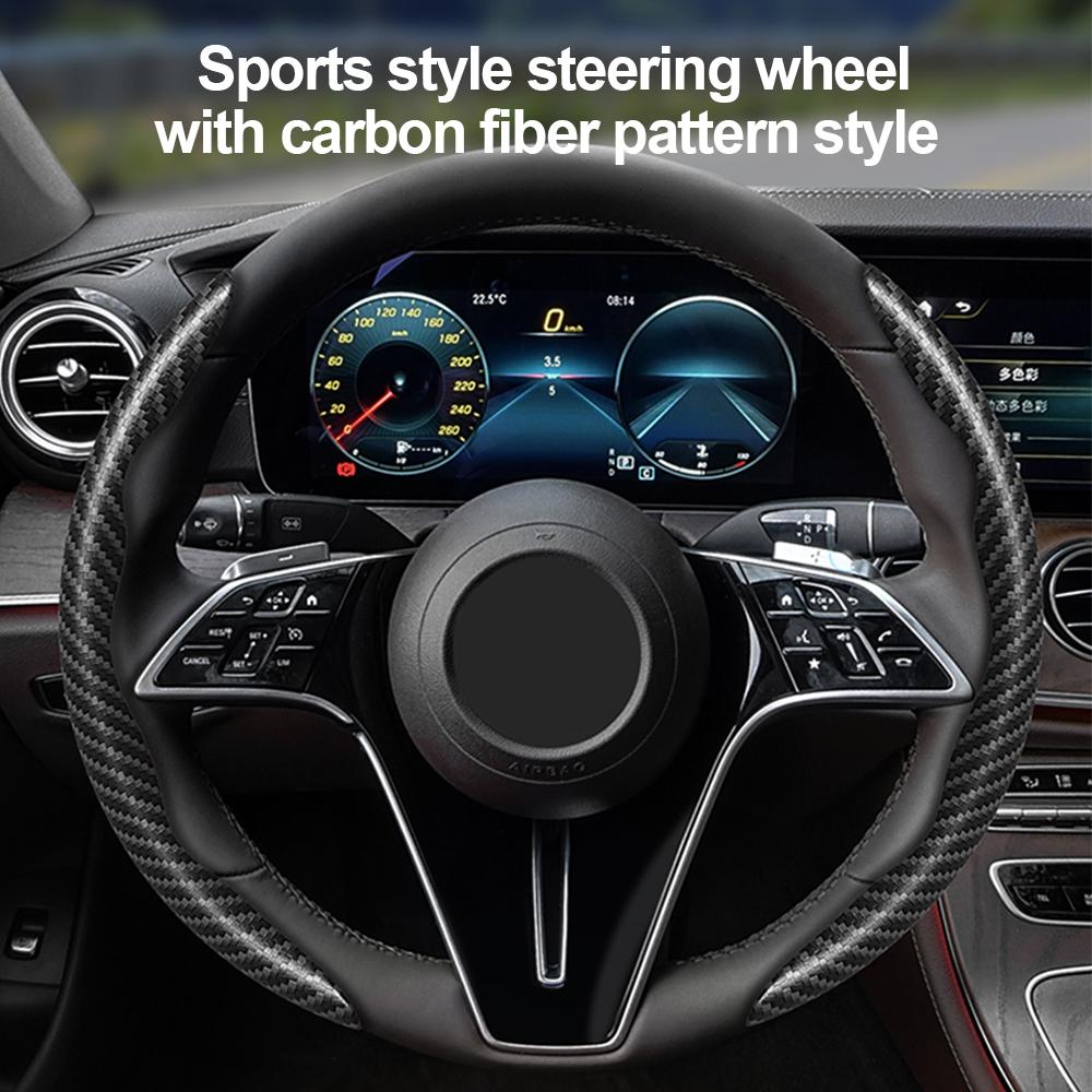 

Универсальный 38 см автомобильный чехол на руль, нескользящий углеродное волокно, автоматический усилитель руля, защитный чехол для BMW Mercedes Benz VW