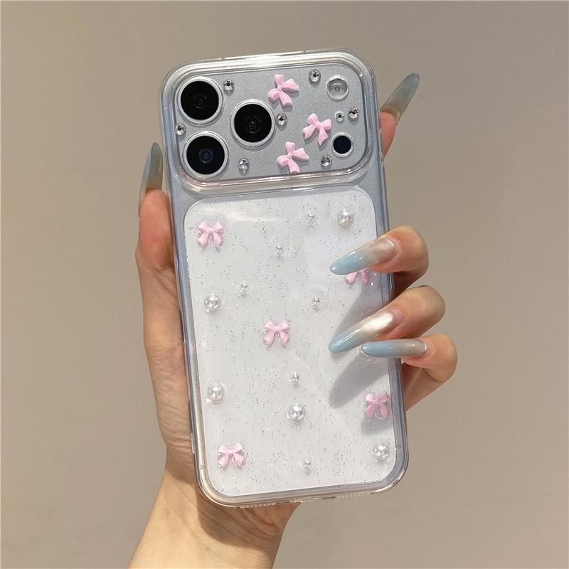 

Pink Pearl Bowknot Case for iPhone 17/16 Pro Max/15/14/12 iPhone 15