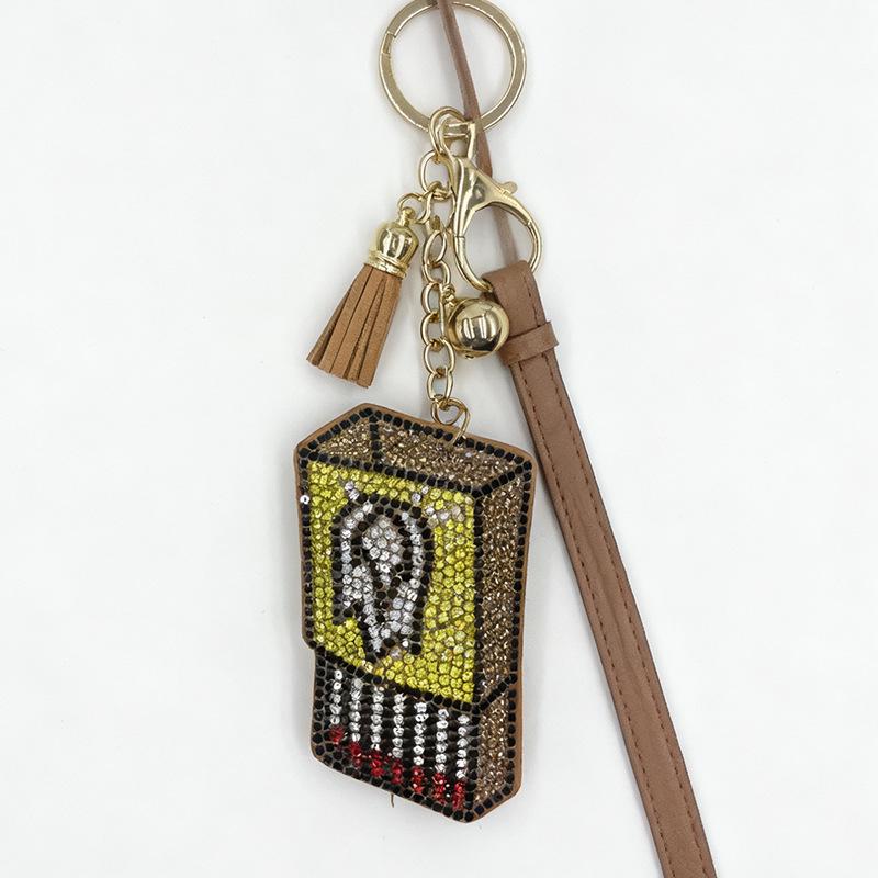 Elegant Rhinestone Matchbox Keychain with Tassel – Chic European and American Style Pendant for Bags