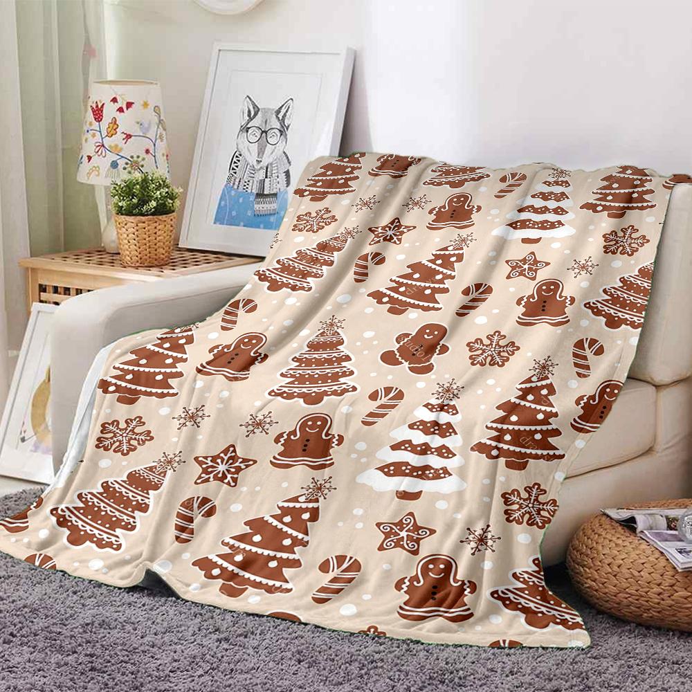 Christmas Gingerbread Cookies Blanket Soft Throw Blanket For Home Bedroom Bed Sofa Travel Office Solid Christmas Blanket