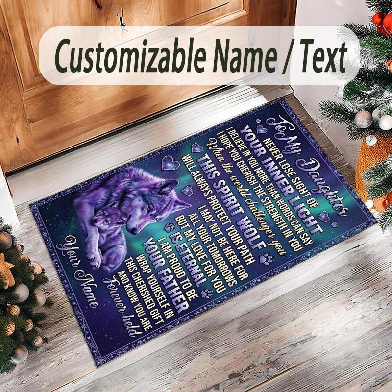 Hearts Theme Crystal Velvet Floor Rug Personalized Custom Name Text Warm Carpet Home Decoration