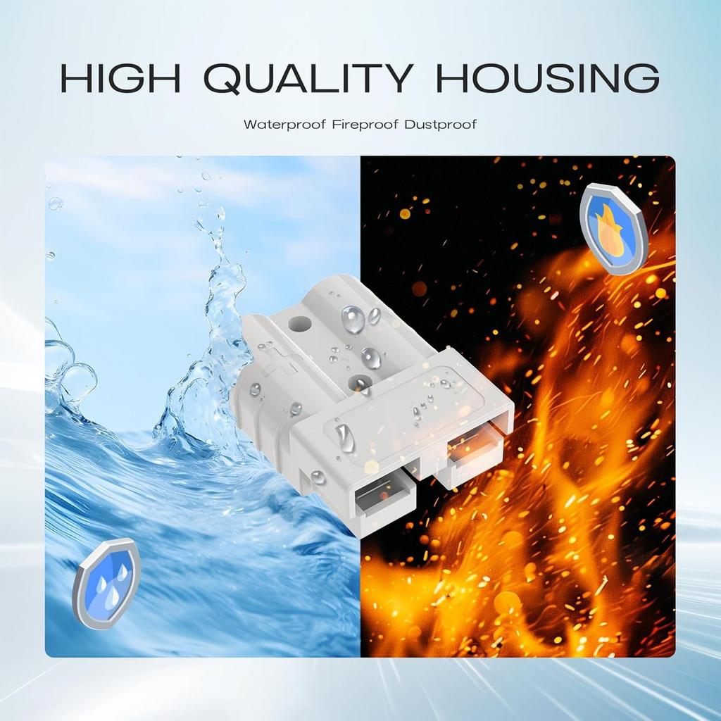 Anderson Connector 50A-600V With 6-12 Gauge, Gray 10PCS Battery Quick Connect/Disconnect Battery Quick Connector Wire Harness Plug Kit For Winch,