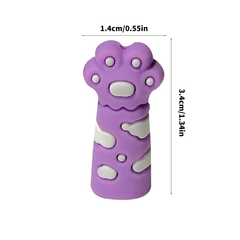 6 Pcs Cartoon Cats Claw Pencil Caps Silicone Pencil Toppers Pencil Tip Protective Cover School Office Supplies for Kids