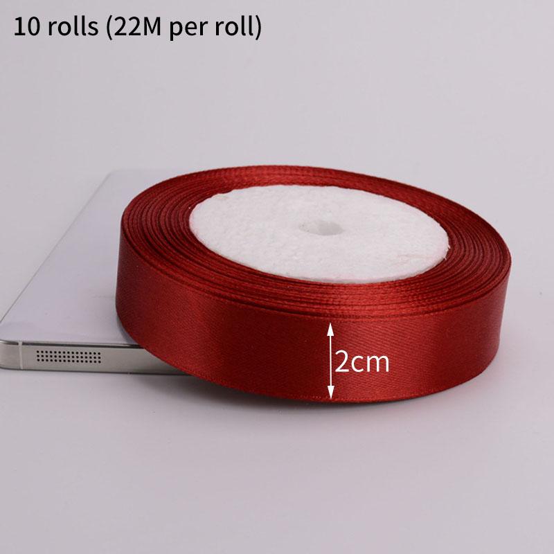 10rolls Single Face Satin Ribbon Bright Red 24 Yards Wholesale DIY Supplies Gift Wrapping Christmas Apparel Sewing Fabric Ribbon