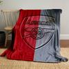 A Shield Logo Split Into Red and Gray Halves with Embossed Text and a Cannon. for All Seasons Blanket Lunch Break Throw Gift
