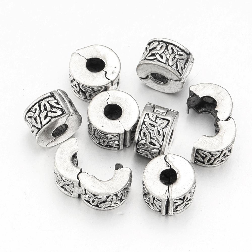 5pcs Positioning Buckle Multiple Styles Ancient Silver Fixed Clip Big Hole Spacer Beads For Jewelry Making DIY Bracelet Necklace