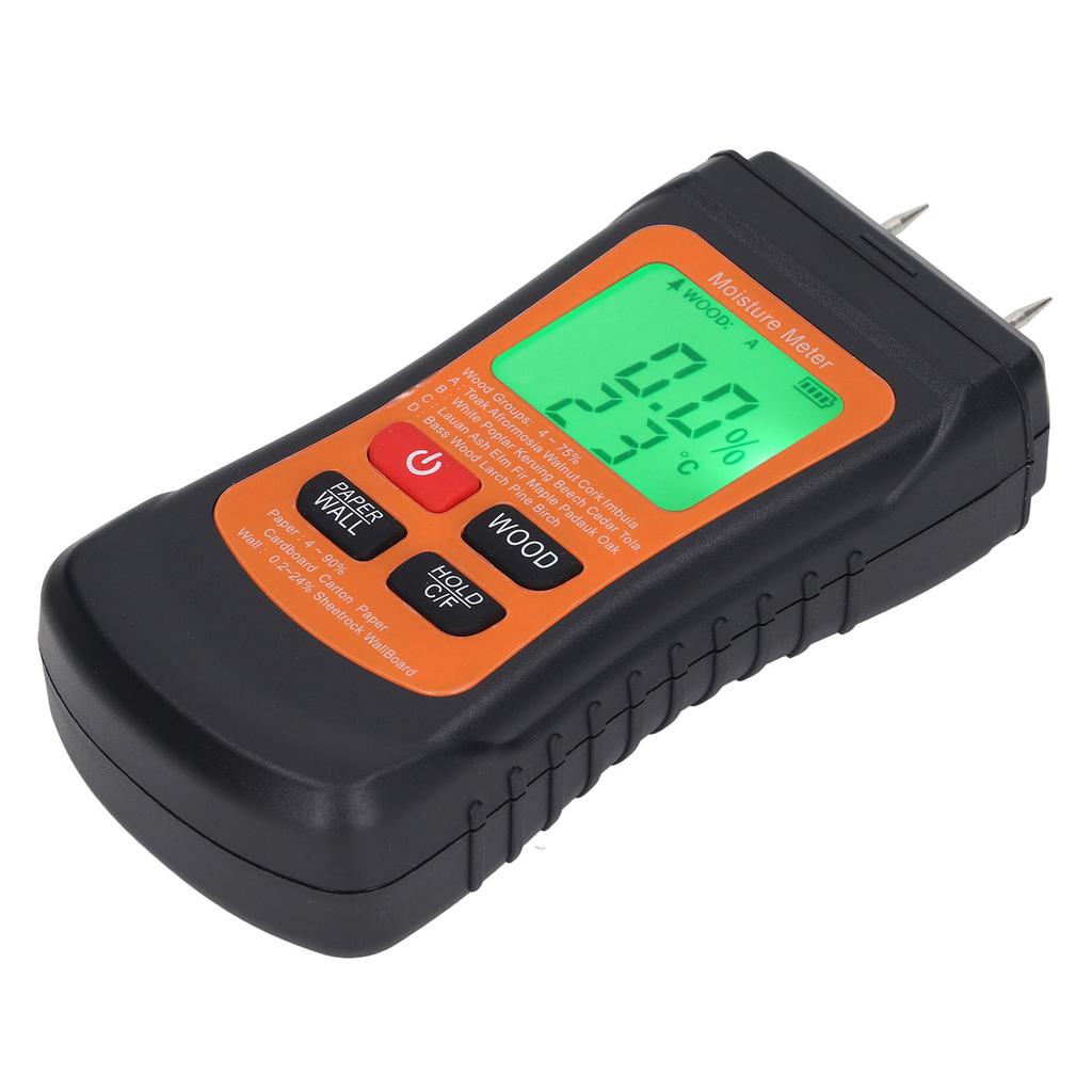 Holzfeuchtemessgerät LCD-Anzeige Handheld Multifunktional Doppelschutz Feuchtigkeitsmesser für