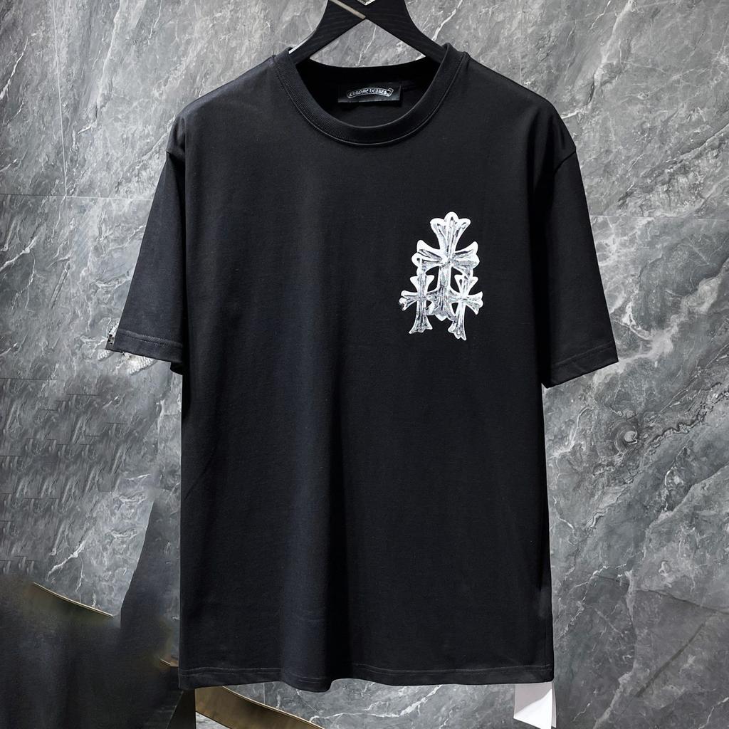 8560 CHROME HEARTS 2026 Summer New High Quality Cotton Round Neck Loose Large Size Men's and Women's T-shirt Couple T-shirt