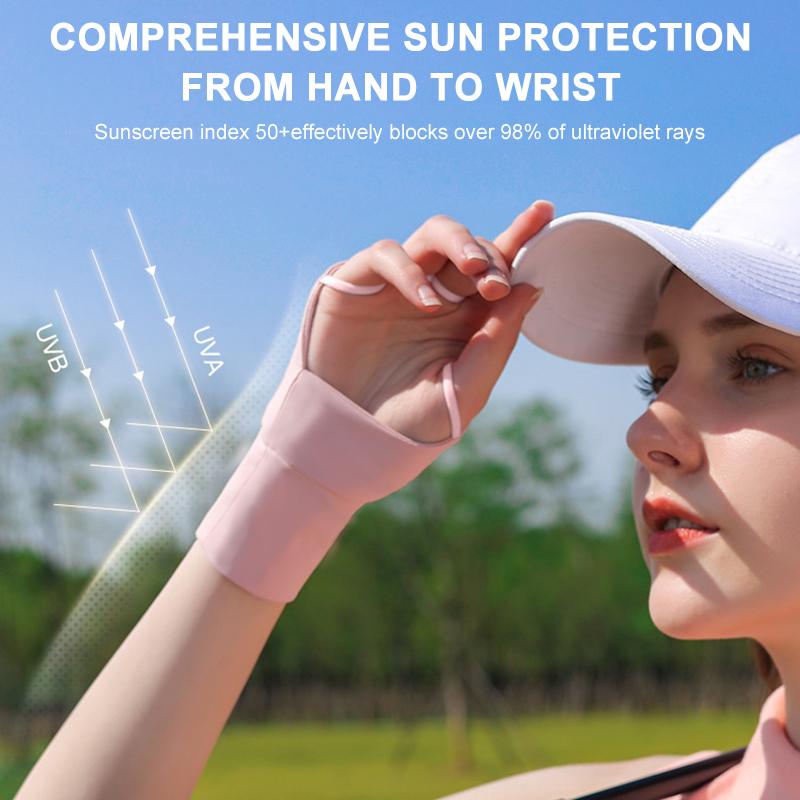 Golfové rukavice na opalování Ledové hedvábí Ženy Outdoorové sporty Rukavice na půl prstů Tenká část Prodyšná Absorpce potu