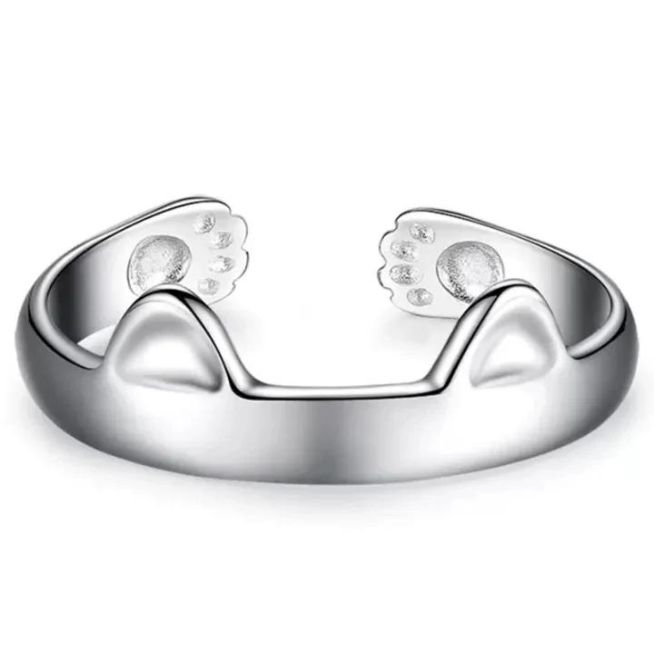 Y2K Cute Cat Paw Print Ring for Women Girls Cat Claw Embrace Tightly Design Open Rings Fashion Party Birthday Finger Rings Gifts