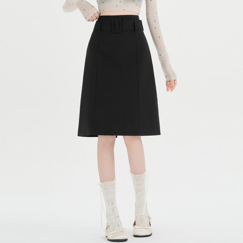Elegant Gray High-End Midi Skirt: Women's Slim-Fit A-Line for Spring/Summer