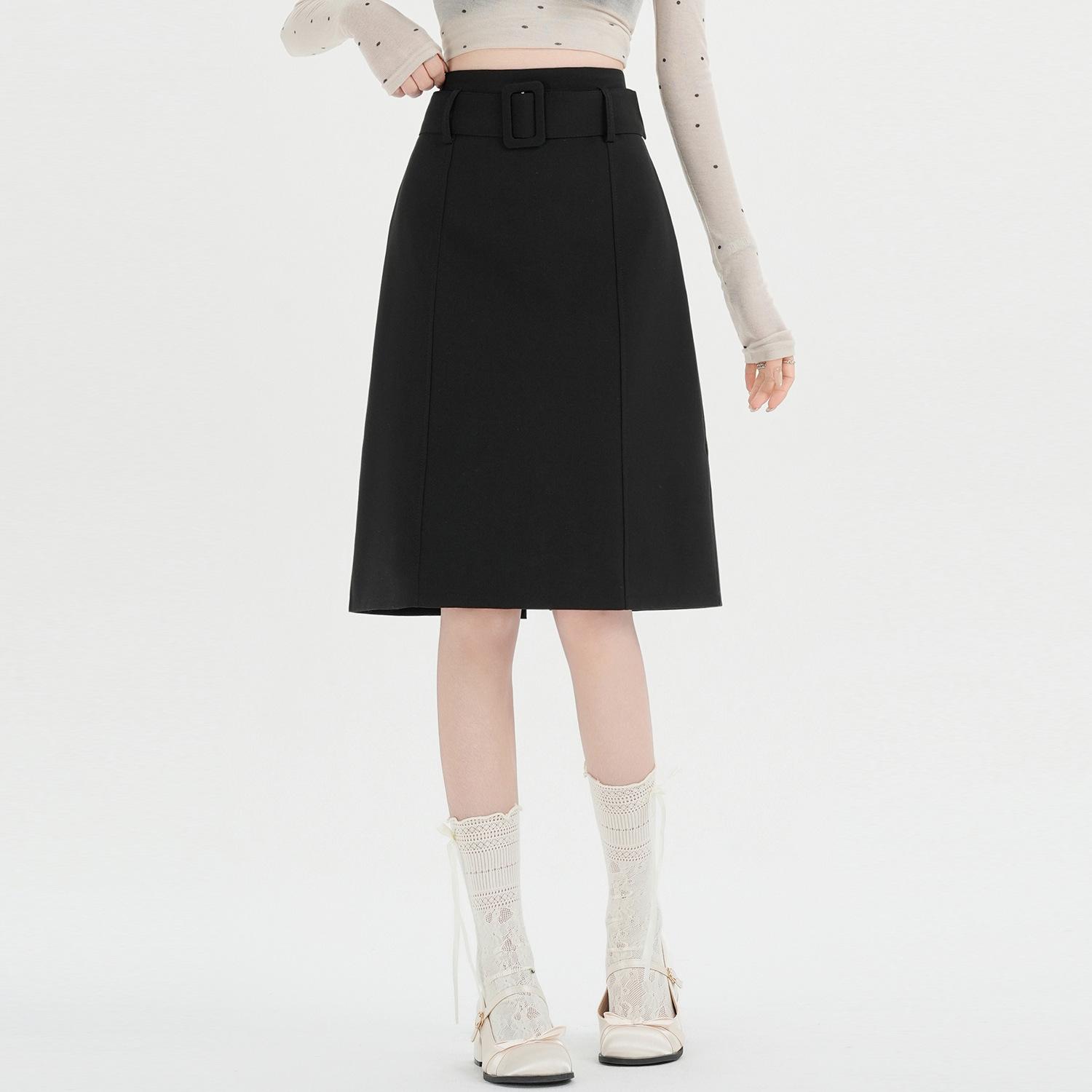 Elegant Gray High-End Midi Skirt: Women s Slim-Fit A-Line for Spring/Summer Extra Large чёрный